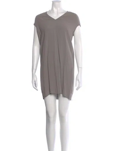 Pre-owned Rick Owens V-neck Mini Dress In Gray