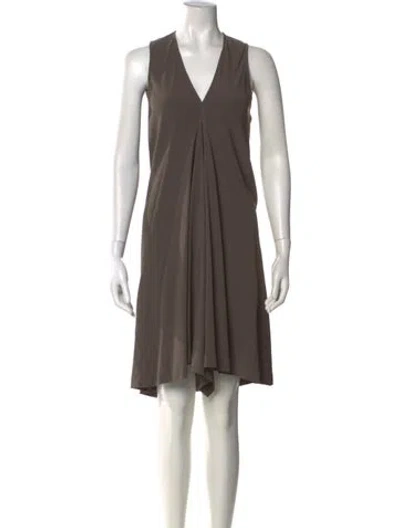 Pre-owned Rick Owens V-neck Mini Dress In Neutral