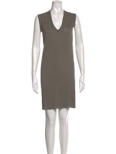Pre-owned Rick Owens V-neck Mini Dress In Neutral