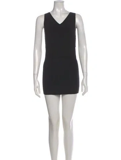 Pre-owned Rick Owens V-neck Mini Dress W/ Tags In Black