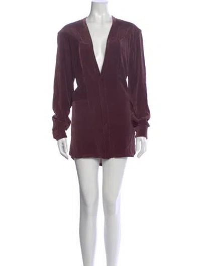 Pre-owned Rick Owens V-neck Mini Dress W/ Tags In Purple