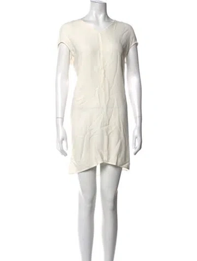 Pre-owned Rick Owens V-neck Mini Dress In White