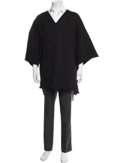 Pre-owned Rick Owens V-neck Short Sleeve Sweatshirt In Black