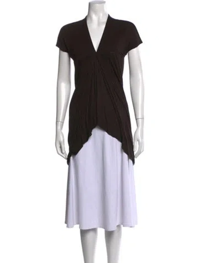 Pre-owned Rick Owens V-neck Short Sleeve Top In Black