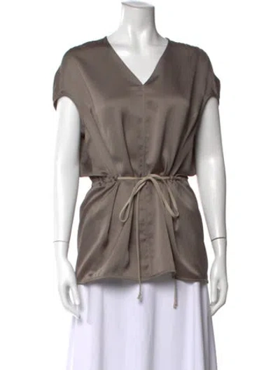 Pre-owned Rick Owens V-neck Short Sleeve Top In Neutral