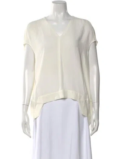 Pre-owned Rick Owens V-neck Short Sleeve Top In White
