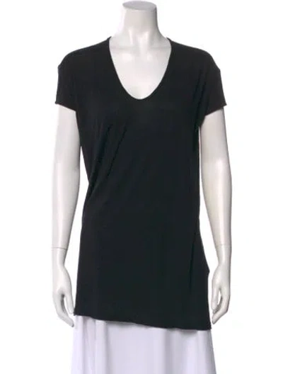 Pre-owned Rick Owens V-neck Short Sleeve T-shirt In Black