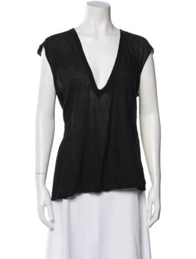 Pre-owned Rick Owens V-neck Short Sleeve T-shirt In Black