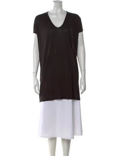 Pre-owned Rick Owens V-neck Short Sleeve T-shirt In Black