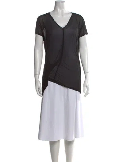 Pre-owned Rick Owens V-neck Short Sleeve T-shirt In Black