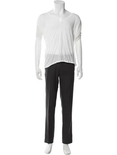 Pre-owned Rick Owens V-neck Short Sleeve T-shirt In White