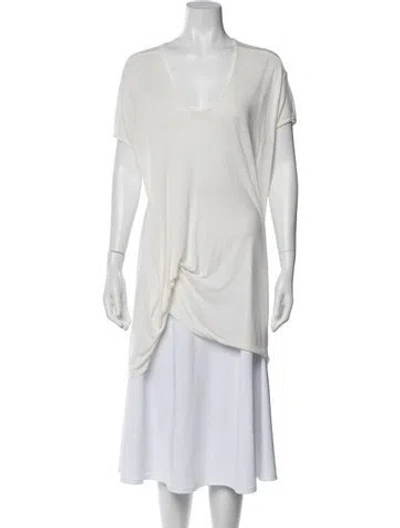 Pre-owned Rick Owens V-neck Short Sleeve T-shirt In White