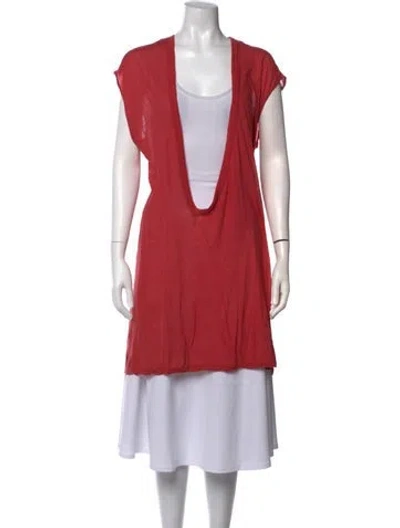 Pre-owned Rick Owens V-neck Short Sleeve Tunic In Red