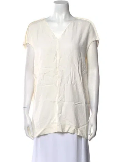Pre-owned Rick Owens V-neck Short Sleeve Tunic In White