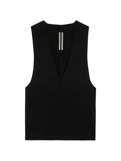 Rick Owens V-neck Sleeveless Sweater In Black