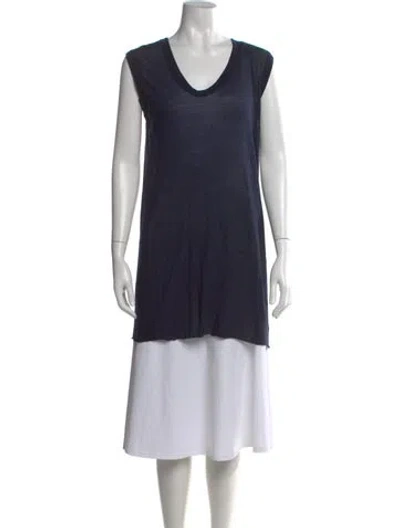 Pre-owned Rick Owens V-neck Sleeveless Top In Blue