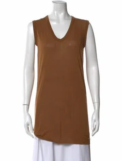 Pre-owned Rick Owens V-neck Sleeveless Top In Brown