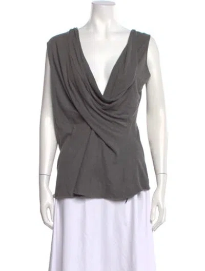 Pre-owned Rick Owens V-neck Sleeveless Top In Gray