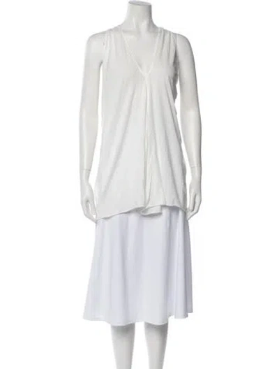Pre-owned Rick Owens V-neck Sleeveless Top In White