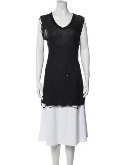 Pre-owned Rick Owens V-neck Sleeveless T-shirt In Black