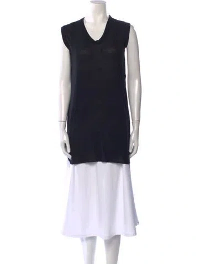 Pre-owned Rick Owens V-neck Sleeveless Tunic In Black