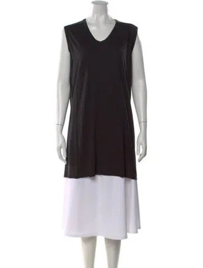 Pre-owned Rick Owens V-neck Sleeveless Tunic In Black