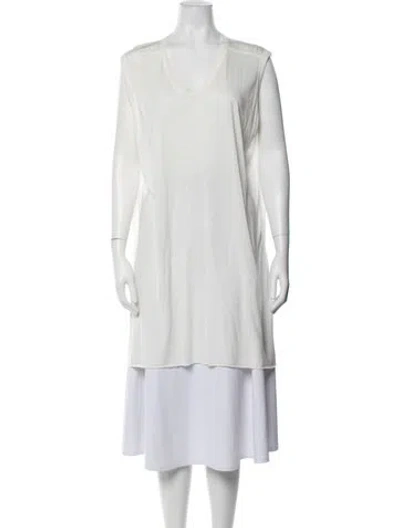 Pre-owned Rick Owens V-neck Sleeveless Tunic In White