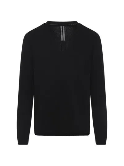 Rick Owens Oversized Extreme V Neck Pullover For Men In Black