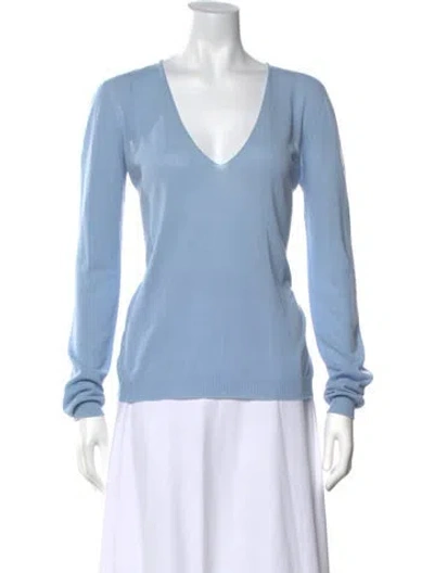 Pre-owned Rick Owens V-neck Sweater In Blue