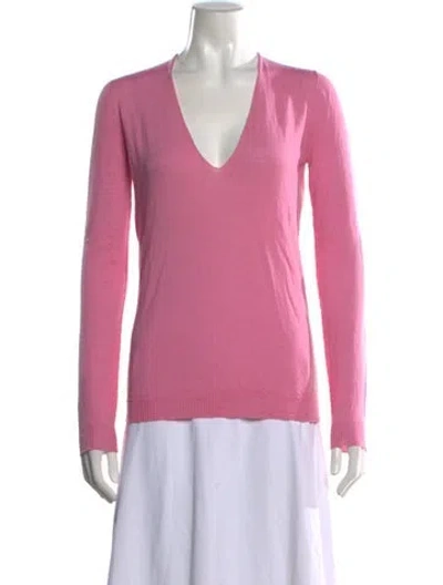 Pre-owned Rick Owens V-neck Sweater In Pink