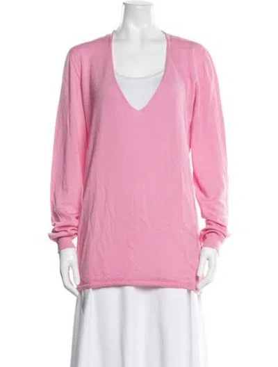 Pre-owned Rick Owens V-neck Sweater In Pink