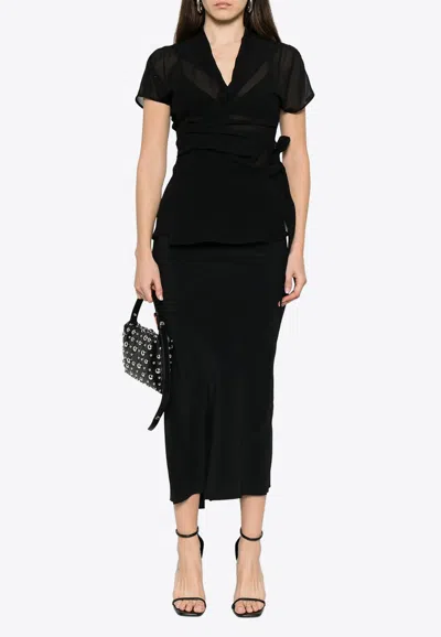 Rick Owens V-neck Wrap Blouse In Black