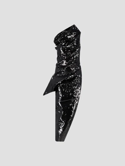 Rick Owens Walrus Sequin-embellished Maxi Gown In Black