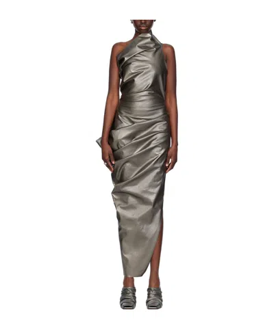 Rick Owens Walrus Metallic-effect Maxi Dress In Gunmetal