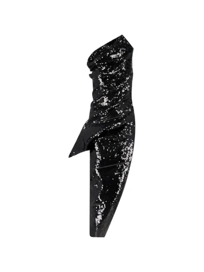 Rick Owens Walrus Sequin-embellished Maxi Gown In Black