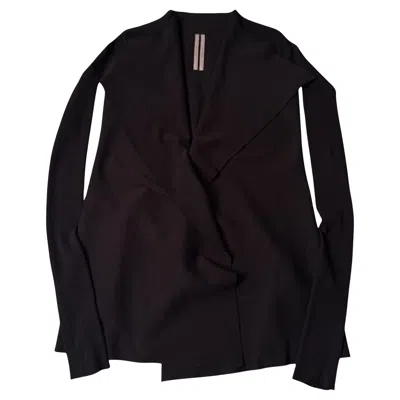 Pre-owned Rick Owens Walrus Ss17 Waterfall Collar Cardigan Size Xs Black Knit Rib Sleeves