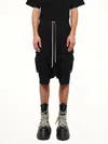 Rick Owens Drawstring Cargo-pocket Shorts In Black