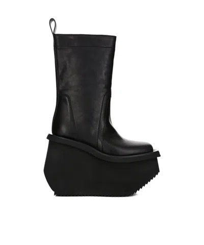 Rick Owens Washed Calfskin Boots In Black