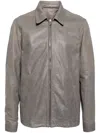 Rick Owens Washed Leather Jacket In Grey
