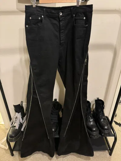 Pre-owned Rick Owens Waxed Bolan Banana Cut 34 In Black