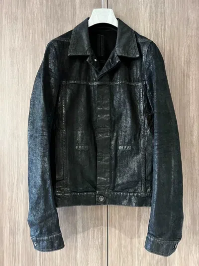 Pre-owned Rick Owens Waxed Denim Jacket Size S- Dmc In Black