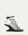 Rick Owens 80mm Web Cantilever Leather Sandals In Black