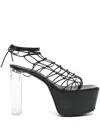 Rick Owens Black Hollywood Web Platform 65 Heeled Sandals In Black