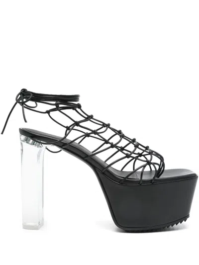 RICK OWENS 130MM WEB PLATFORM SANDALS - WOMEN'S - RUBBER/CALF LEATHER/ACETATE