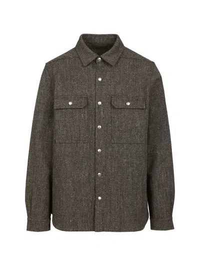 Rick Owens Webbing-strap Wool-blend Jacket In Brown