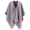 Rick Owens Whipstitch-edged Poncho In Grey Wool In Grey