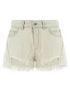 Rick Owens Denim Shorts With Bias Cutoffs In White