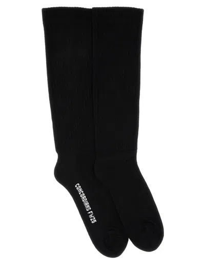 Rick Owens White Cotton Blend Socks In Black