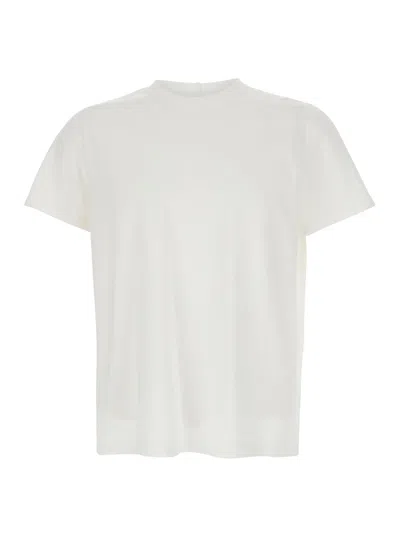 Rick Owens White Crew Neck T-shirt With Tone On Tone Stitching In Cotton Man