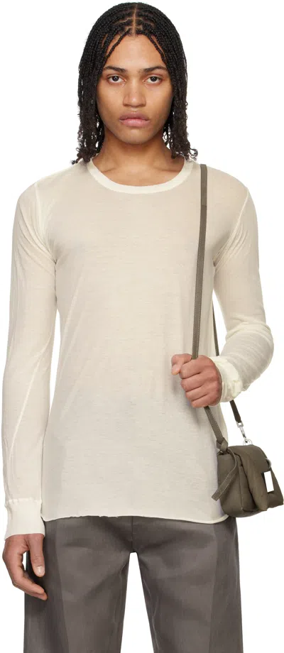 Rick Owens White Hollywood Basic Ls T-shirt In 11 Milk